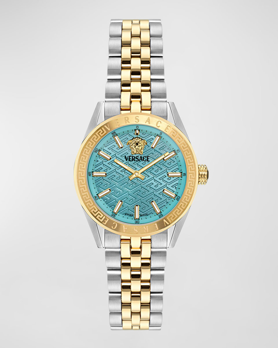 36mm V-Code Watch with Bracelet Strap, Two Tone